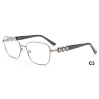 Lunettes optiques vintage à monture carrée fine en métal, style rétro unisexe avec branches décorées de perles, pour usage quotidien en extérieur
