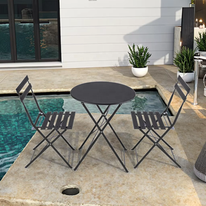 Table à manger pliante en fer personnalisée, <span class=keywords><strong>chaise</strong></span> simple, café, magasin de thé au lait, table de négociation pour les loisirs en plein air, style panneau de bois - Product Image 1