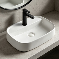 Meuble de toilette minimaliste Lavabos en céramique Lavabo vasque Salle de bain Salon Sanitaire Table Top Lavabos à main