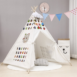 Tienda de campaña infantil premium estilo nórdico <span class=keywords><strong>para</strong></span> niños y niñas, con estructura de madera de pino natural y lona, <span class=keywords><strong>para</strong></span> uso interior. - Product Image 4
