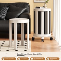 Chaises de salle à manger empilables avec roues verrouillables 6 Pc Set pour la maison cuisine café multi-fonctionnel gain de place