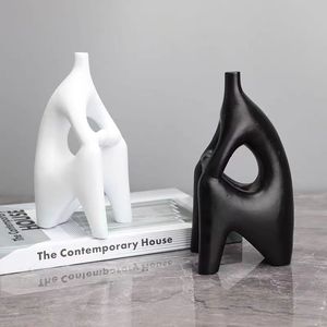 Moderno semplice resina bianca nera senza <span class=keywords><strong>testa</strong></span> figura scultura ornamenti per il reparto casa soggiorno morbido decorazioni natalizie - Product Image 3