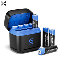Piles AA avec boîte de charge pour la maison, batterie lithium AA rechargeable de 2400 mAh pour usage quotidien, prend en charge la charge de piles NiMH
