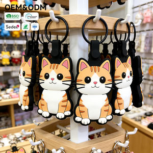 Gantungan Kunci Karet Anime Kawaii Silikon Lembut Kucing Putih Menggemaskan Dengan Telinga Merah Muda - Product Image 2