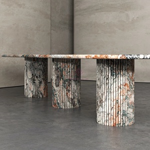Mesa de comedor de mármol para las cuatro estaciones con base de anillos Mesa ovalada versátil Tres patas para el hogar, la Oficina y el <span class=keywords><strong>restaurante</strong></span> - Product Image 1
