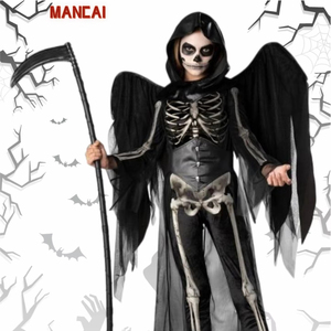 2025 nueva llegada niños medianoche Cuervo caído Ángel oscuro Halloween disfraz niña Tween Ángel DE LA MUERTE disfraz - Product Image 1