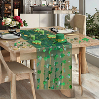 Artoid Mode Chemin de table en gaze transparente vert polyester 10FT, motif trèfles, pour la Saint-Patrick, les fêtes, les baby showers et les réceptions à domicile