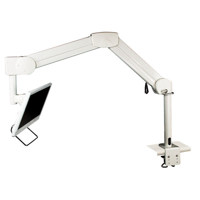 Medical Desktop Clamp Mount LCD Monitor Arm Stand Holds Max 8kg Standard Vesa 75/100mm White RoHS Certified 5 Rotation