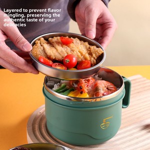 Boîte à lunch en acier inoxydable 304 avec couvercle, <span class=keywords><strong>bol</strong></span> portable anti-fuite pour nouilles, ramen, soupe, pour l'école, le bureau, le camping - Product Image 4