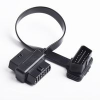 0,3 m coche OBD OBD2 OBDii 16 pines macho/hembra paso a ángulo recto OBD 16 pines macho Cable de Extensión completamente cargado