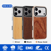 Étui de téléphone magnétique de luxe Laudtec à texture bois pour iPhone 17 16 15 Pro Max, avec support de lentille intégré et fonction béquille