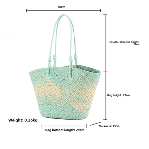 Bolsa de Papel Natural con Logotipo Personalizado - Bolso de Mano de Paja para Playa de Verano con Asas de Cuero, Fabricante OEM, MOQ Bajo para Propietarios de Marcas - Product Image 5