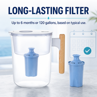 Nouvelle conception de carafe filtrante à eau manuelle avec LED, pichet à eau alcaline 3,5 L, certifié CE, élimine les bactéries et le chlore, pour usage domestique et en camping-car