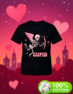 T-shirt con stampa Not Today Cupid Skull, unisex, manica corta, girocollo, 100% cotone, vestibilità comoda per tutte le stagioni - Product Image 2