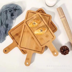 Solid wood pizza <b>tray</b> with handle, bamboo sushi cake <b>tray</b>, Western food wooden <b>tray</b>, tableware pizza board - Product Image 3