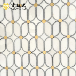 Mosaico de Mármol Blanco Chino de Lujo con Puntos de Latón para Paredes, Pisos y Decoración Interior Moderna de Hoteles y Hogares a Buen Precio - Product Image 3