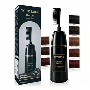Crème colorante permanente pour cheveux à base d'extraits végétaux, sans ammoniaque, avec applicateur peigne, prix usine, qualité professionnelle - Product Image 1