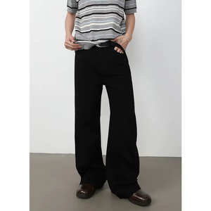 Pantalon long en denim délavé rétro américain pour homme, tendance, ample, droit, à jambes larges, élégant et polyvalent - Product Image 5