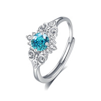 Cincin Zirkon Biru Mewah S925, Cincin Zirkonia Perak 925 yang Dapat Disesuaikan, Cincin CZ Perak Sterling yang Dapat Disesuaikan
