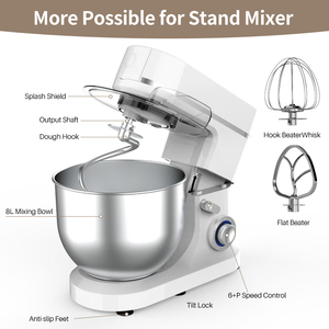 <span class=keywords><strong>Robot</strong></span> de cuisine électrique <span class=keywords><strong>Cuisinart</strong></span> en acier inoxydable, 6 vitesses, 1500W, 6L/8L, batteur sur socle professionnel pour boulangerie - Product Image 3