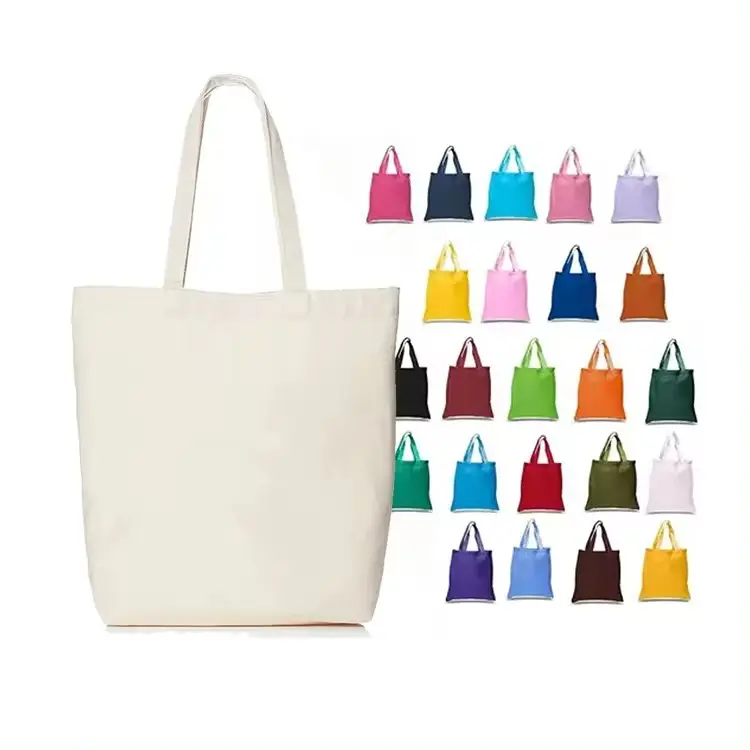 Wholesale Cheap Reusable Shopping Bags Plain White Blank Cotton Canvas Tote Bag