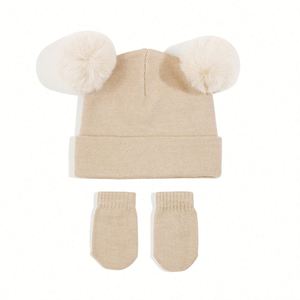 Ensemble de bonnets et gants mignons pour enfants, ensemble chaud d'hiver pour bébés garçons et filles - Product Image 5