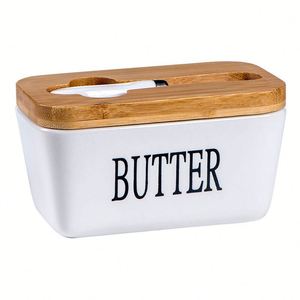 Boîte à fromage rectangulaire en céramique de style occidental de haute qualité pour la maison avec couteau – Vente en gros - Product Image 1
