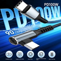 100W PD Winkel-USB-Typ-C 0,5m 1,2m 2m Verlängerungskabel 90-Grad-Nylon-Ladekabel für Handy-Zubehör Powerbank