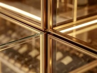 Armoire à vin de luxe dorée champagne à double porte avec éclairage LED intégré, présentoir en verre, pour maison, cuisine, restaurant, bar