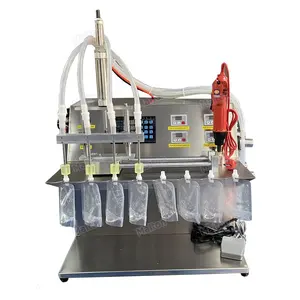 4-head semi automatic jelly water juice spouted pouch doypack filling and capping packaging machine