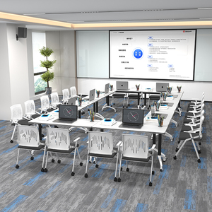 Ensemble combiné de table et de chaise pliables multifonctionnelles pour salle de conférence, cours de formation, bureau, réunion - Product Image 6