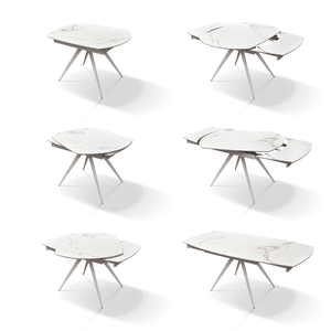 Bea Rotating Extendable Ceramic <b>Table</b> 140x90 Statuary <b>White</b> Indoor Metal Base - Product Image 6