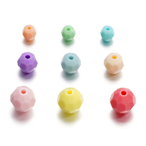 Perles rondes à facettes en acrylique de 10mm, perles dispersées pour la fabrication de bracelets et de colliers pour enfants - Product Image 5