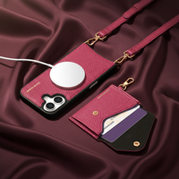 Vente en gros d'étuis de téléphone portable en cuir véritable de luxe, avec porte-cartes magnétique détachable pour iPhone