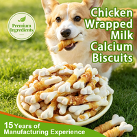 Biscuits enveloppés de poulet, friandises dentaires sans additifs pour chiens, approvisionnement direct d'usine