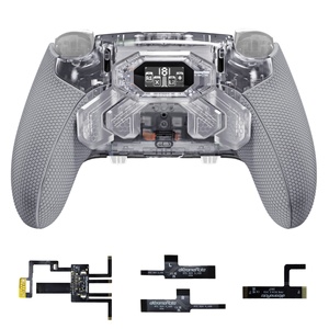 Kit de manettes arrière EXtremeRate en caoutchouc transparent et gris BEYOND avec écran OLED et poignées ergonomiques redessinées pour PS5 Edge - Product Image 1