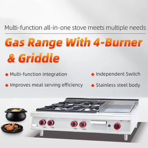 Cuisinière à gaz commerciale avec 4 brûleurs et plaque <span class=keywords><strong>de</strong></span> <span class=keywords><strong>cuisson</strong></span>, cuisinière à gaz pour restaurant, équipement <span class=keywords><strong>de</strong></span> cuisine en acier inoxydable - Product Image 2