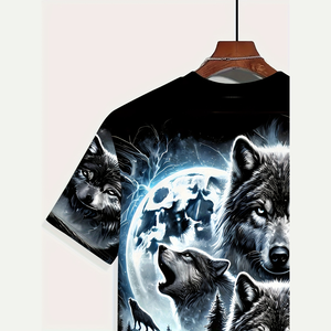 T-Shirt da Uomo con Stampa 3D Motivo Lupo, Moda Streetwear, <span class=keywords><strong>100</strong></span>% Poliestere, Traspirante e ad Asciugatura Rapida - Product Image 5