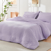 Ensemble de trois pièces sur mesure, couleur unie, en polyester seersucker, housse de couette pour la maison, la chambre à coucher, l'hôtel