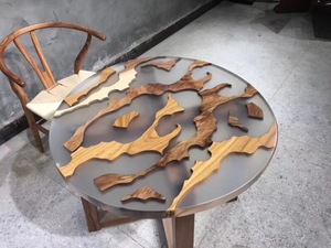 Lastra di legno della cucina rotondo chiaro ocean Resina Artigianato In Legno massello Mobili Per La Casa del Fiume Lake Resina Epossidica Caffè Tavoli Da Pranzo - Product Image 6