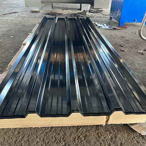 15 pièces tôle trapézoïdale 115x45 cm couleur tuile en acier ppgi panneaux de toit ondulés revêtement mural en tôle d'acier (noir)