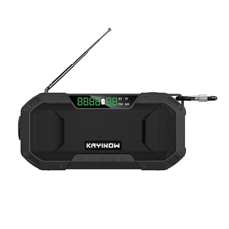 DF580 KAYINOW आपातकालीन उपकरण निविड़ अंधकार MP3 प्लेयर AM एफएम रेडियो स्पीकर एसओएस के साथ कम्पास थर्मामीटर पावर बैंक फ्लैश लाइट