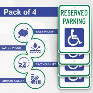 Panneau de stationnement réservé, panneau de stationnement pour handicapés 18 x 12 pouces, réfléchissant de qualité ingénieur (EGR), aluminium sans rouille - Product Image 4