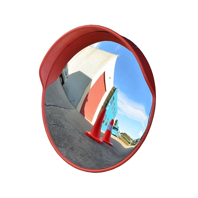 Miroir De Signalisation Convexe 60cm - Champ Vision 8-10m - Verre Acrylique Résistant - Pour Allée, Garage, Entrepôt - Rouge