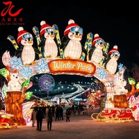 Lanterne personnalisée en forme d'arche de pingouin de Zigong, thème Monde Glacé, grande lanterne de festival extérieure, projet de tourisme urbain pour parc d'attractions hivernal