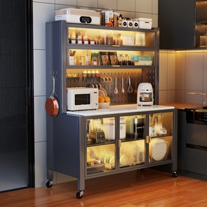 Kitchen <b>sideboard</b>, multi-tiered vegetable cutting table, movable multi-functional work surface, large-capacity household - Product Image 2