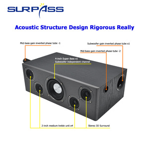 Amplificateur mural Hi-Fi AH110 110W avec caisson de basses, enceintes Bluetooth en bois pour home cinéma, <span class=keywords><strong>TV</strong></span>, karaoké, son profond et puissant - Product Image 3