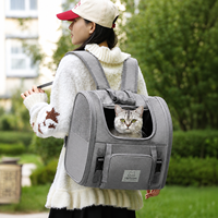 Sac à dos de transport pour chat portable avec espace extensible, fenêtre en maille respirante, sac à dos de voyage pour animaux de compagnie pour petits chiens et chats