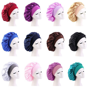 Go Party – Bonnets de nuit en satin extensible à large bord, 12 couleurs, pour femmes, chapeaux de chimiothérapie, bandanas, foulards - Product Image 3