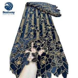 2024 Nieuwe Ontwerpen Afrikaanse Hoge Kwaliteit Mooie Zachte Fluwelen Koord Kant Stof Nigeria Koord Kant Trouwkant - Product Image 5